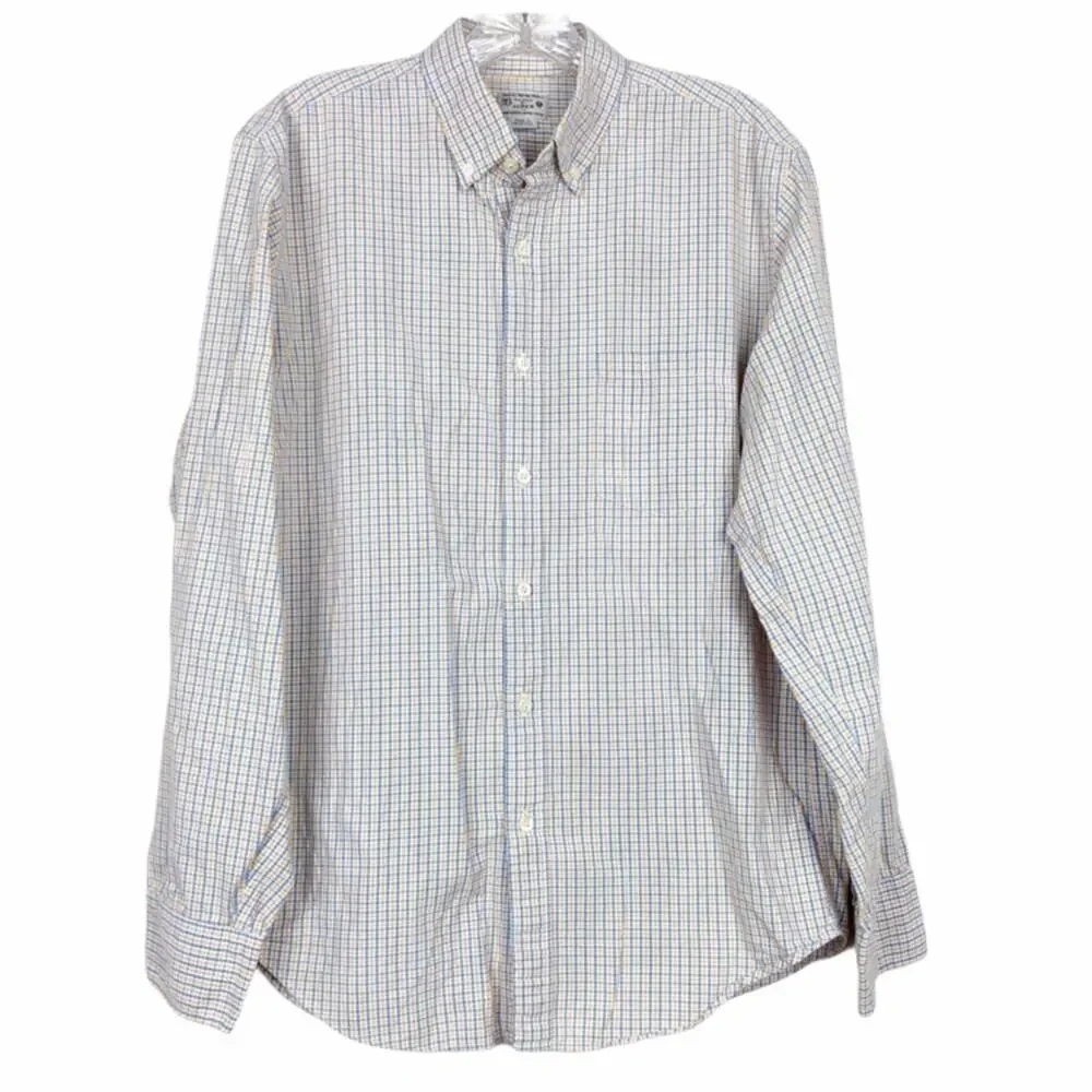 J. Crew Blue Yellow Plaid Long Sleeve Button Down Sz M